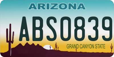 AZ license plate ABS0839