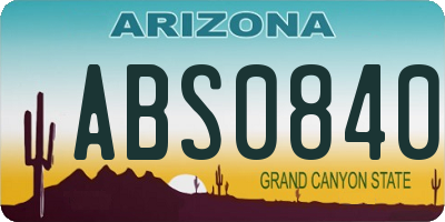 AZ license plate ABS0840