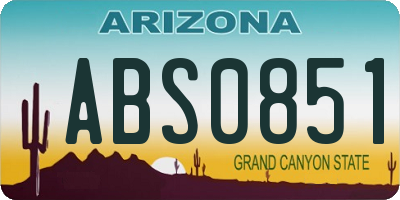 AZ license plate ABS0851