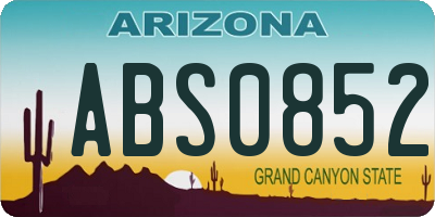 AZ license plate ABS0852