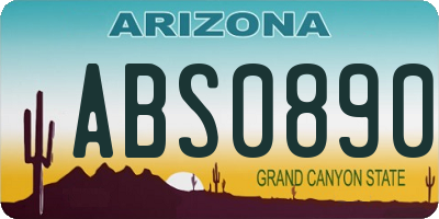 AZ license plate ABS0890
