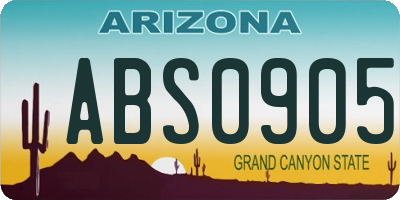 AZ license plate ABS0905
