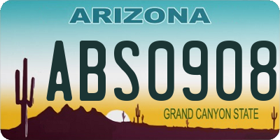 AZ license plate ABS0908