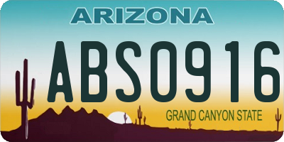 AZ license plate ABS0916