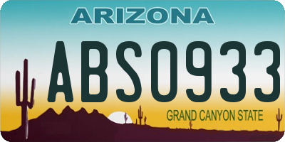AZ license plate ABS0933