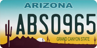 AZ license plate ABS0965