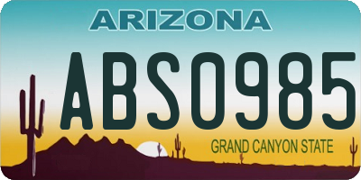 AZ license plate ABS0985
