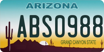 AZ license plate ABS0988