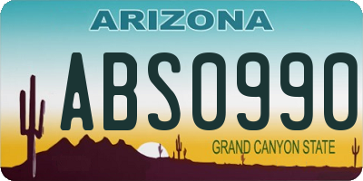 AZ license plate ABS0990