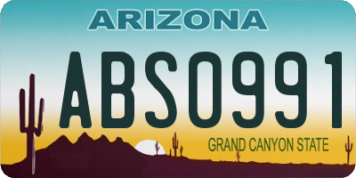 AZ license plate ABS0991
