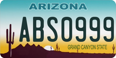 AZ license plate ABS0999