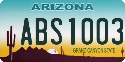 AZ license plate ABS1003