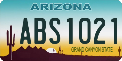 AZ license plate ABS1021