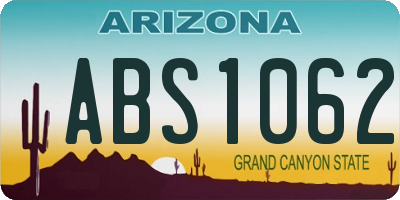 AZ license plate ABS1062