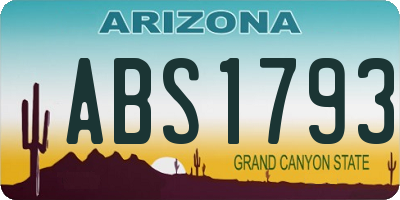 AZ license plate ABS1793