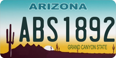 AZ license plate ABS1892