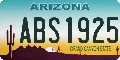 AZ license plate ABS1925