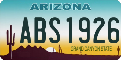 AZ license plate ABS1926