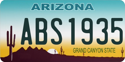 AZ license plate ABS1935
