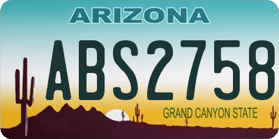 AZ license plate ABS2758