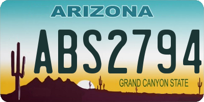 AZ license plate ABS2794