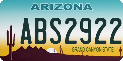AZ license plate ABS2922