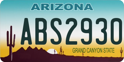 AZ license plate ABS2930