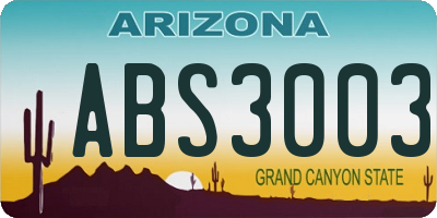 AZ license plate ABS3003