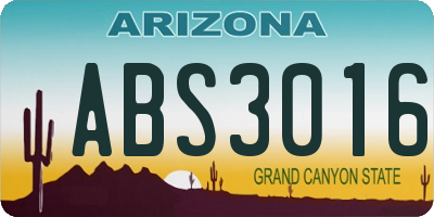 AZ license plate ABS3016