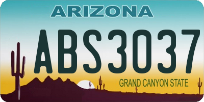 AZ license plate ABS3037