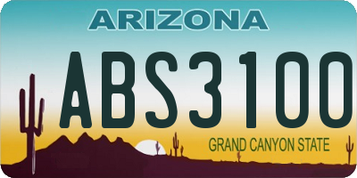 AZ license plate ABS3100