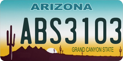 AZ license plate ABS3103