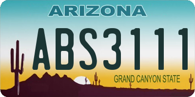 AZ license plate ABS3111