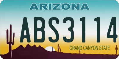 AZ license plate ABS3114