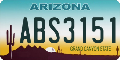 AZ license plate ABS3151