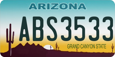 AZ license plate ABS3533