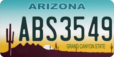 AZ license plate ABS3549