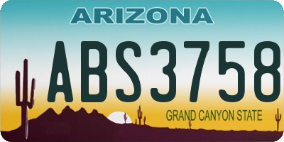 AZ license plate ABS3758