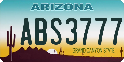 AZ license plate ABS3777