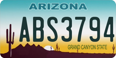 AZ license plate ABS3794
