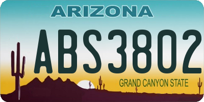 AZ license plate ABS3802