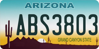 AZ license plate ABS3803