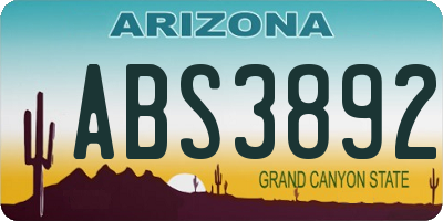 AZ license plate ABS3892