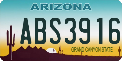 AZ license plate ABS3916
