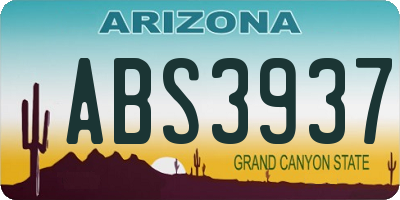 AZ license plate ABS3937
