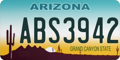 AZ license plate ABS3942