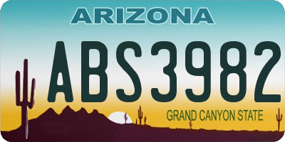 AZ license plate ABS3982