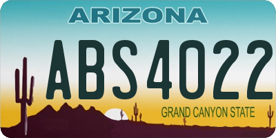 AZ license plate ABS4022