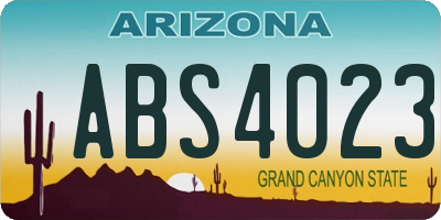 AZ license plate ABS4023