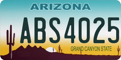 AZ license plate ABS4025